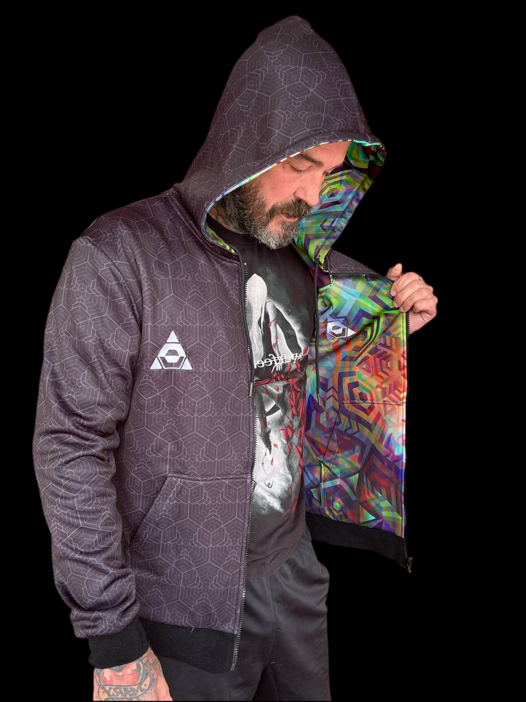 UNISEX CLOSED EYES REVERSIBLE ART ZIP UP HOODIE – Mike Cole Art